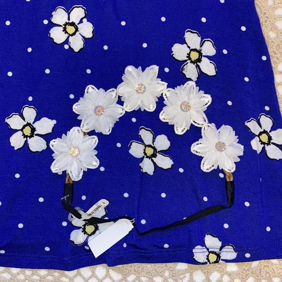 EASTER! Justice Girls Sz 8 Blue Tee & Tank Combo, Bike Shorts & Headband - Picture 5 of 7